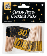 Cocktailprikkers 30 Jaar 6,5cm 50st